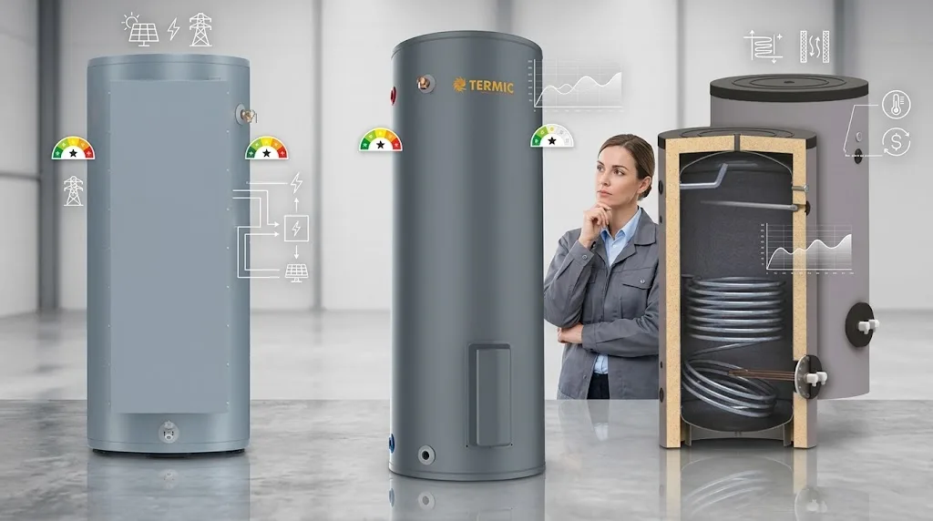 Estanque acumulador vs caldera vs Termo Eléctrico Industrial