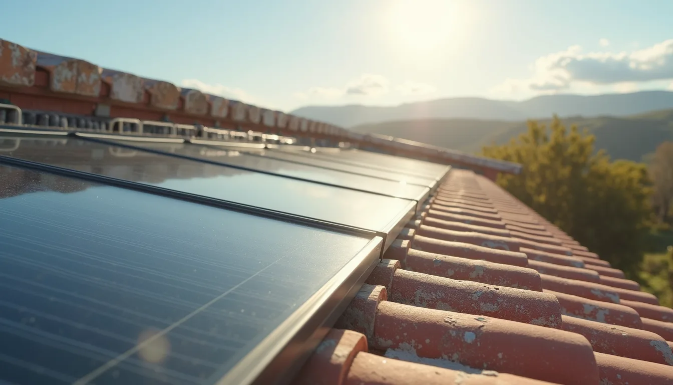 Plano de instalación de termosifón en techo con orientación solar